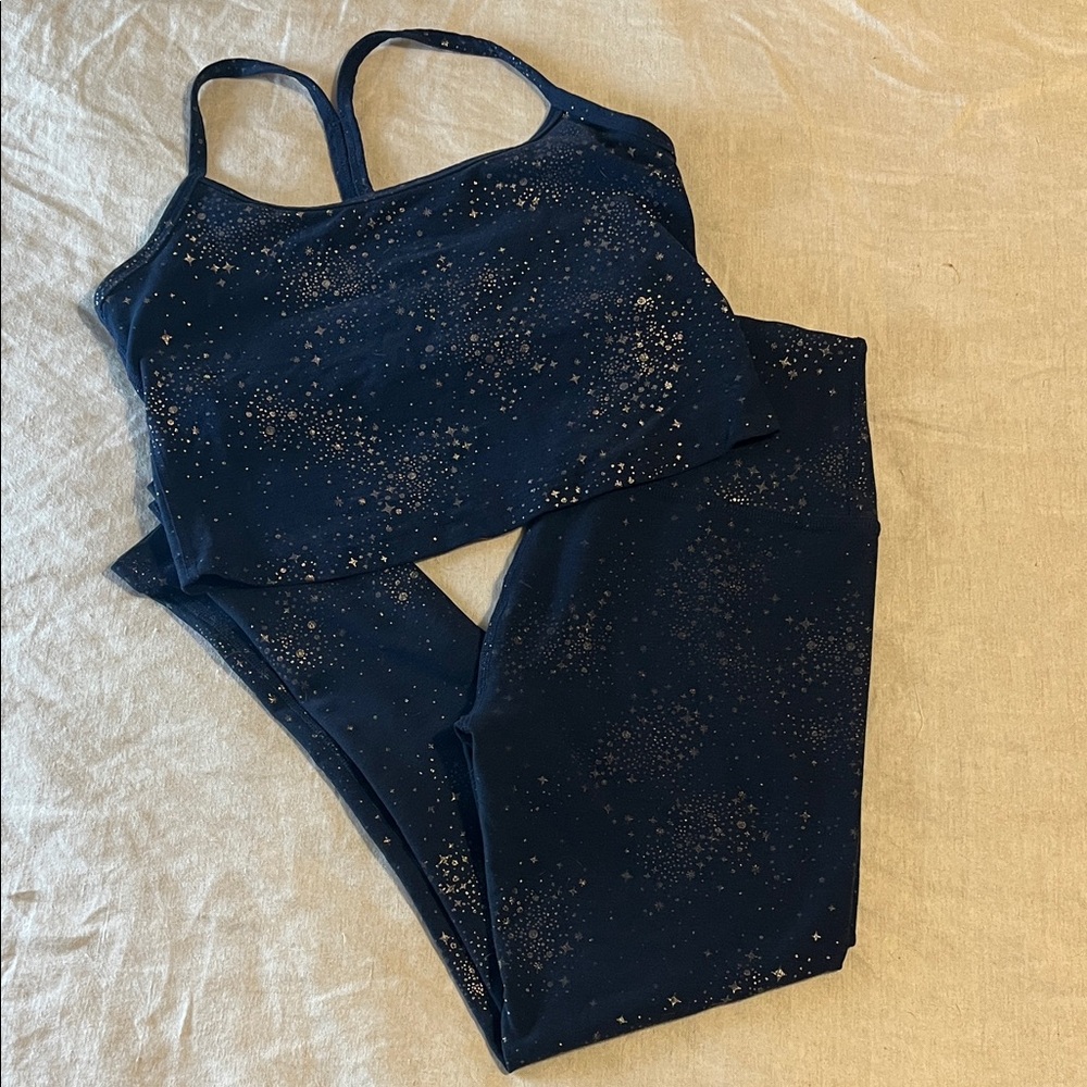 Beyond Yoga Navy Blue Star-Print Sports Bra & Leggings Set